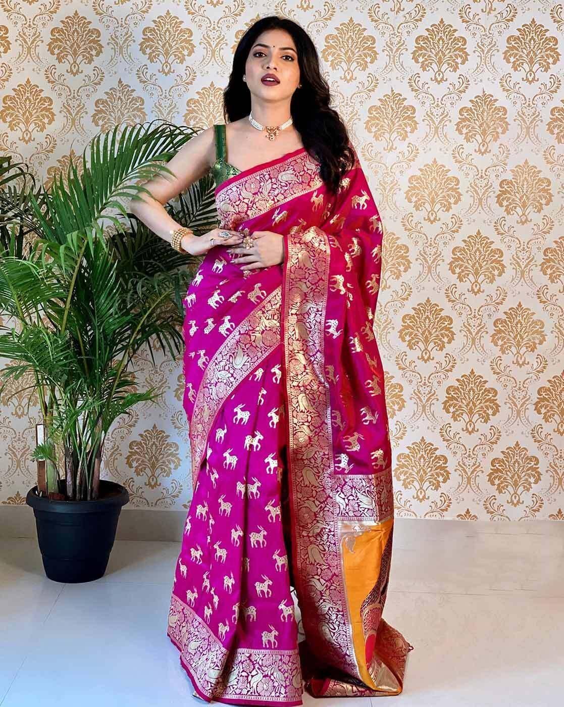 Soft Silk Banarasi Saree with Contrast Border
