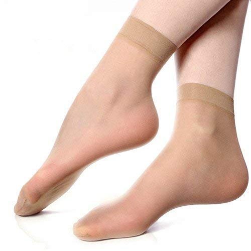 Skin Ultra-Thin Transparent Nylon Summer Skin Socks for Women/Girl's || Ankle Length Socks || Color Beige || Free Size