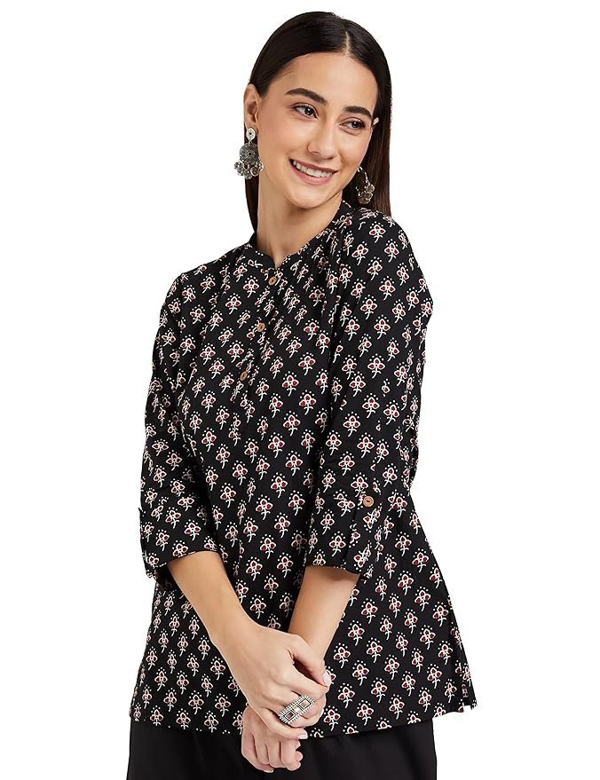 Women's Printed Regular Cotton Short Kurti