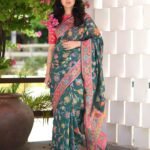 Floral Woven Saree with Contrast Border