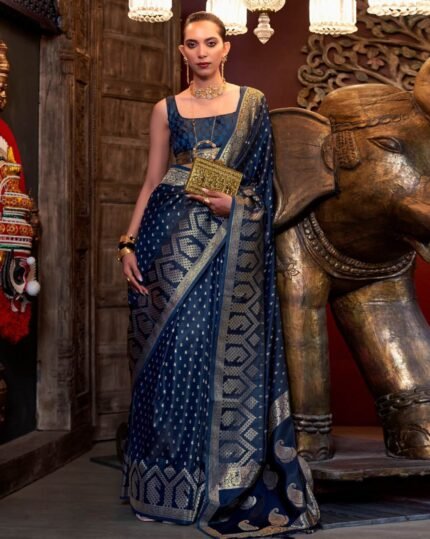 Women Paisley Woven Satin Silk Saree