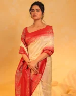 Women Zari Woven Saree with Contrast Border - Image 3