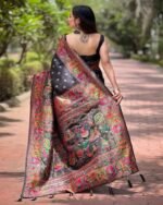 Women Woven Saree with Tassels - Image 4