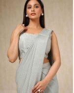 Women Satin Embellished Ready-To-Wear Saree with Beads - Image 2