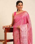 Women Art Silk Saree with Contrast Border - Image 3
